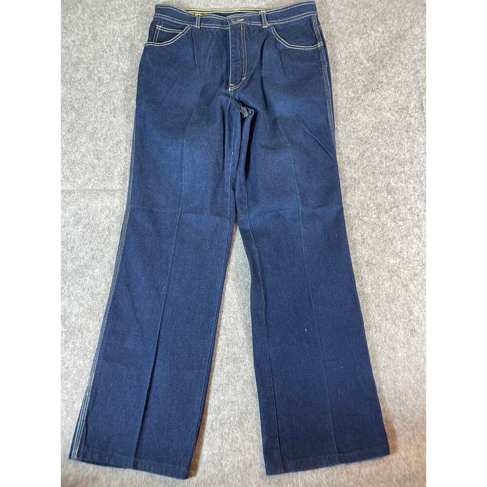 Vintage Branded Lion Denim Jeans Mens 33x32 Baggy Straight Streetwear Retro Blue